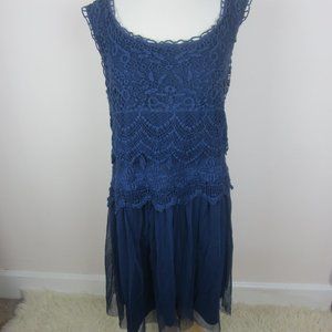 Pyramid Connection Plus 2X Chiffon Crochet Dress